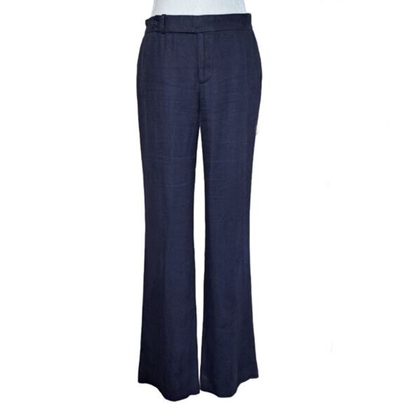 RALPH LAUREN Black Label Navy Blue Linen Pant Size 6 x 34" Straight Leg - Picture 1 of 10